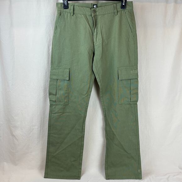 etnies Classic Straight Fit Cargo Military Green Skateboarding Pants Mens 32 NWT - Picture 1 of 12